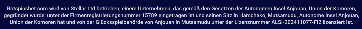 BotSpinsBet Casino Lizenz
