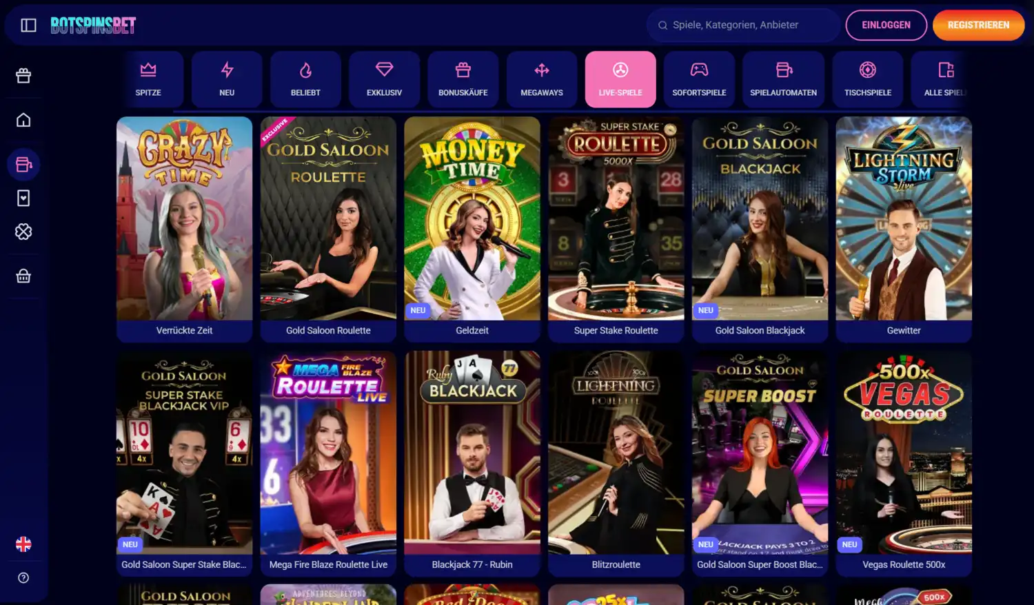 BotSpinsBet Casino Live-Casino