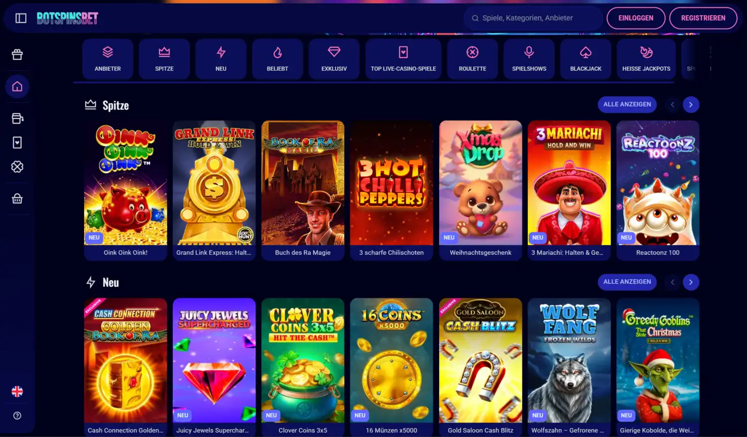 BotSpinsBet Casino Startseite