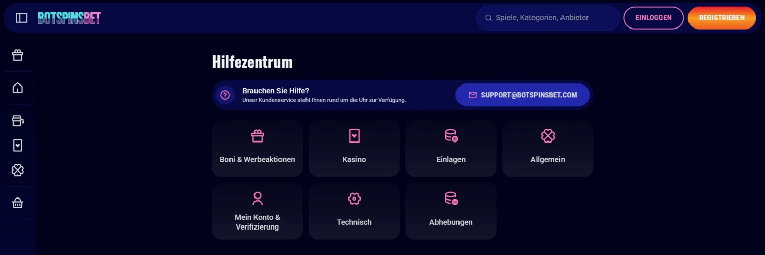 BotSpinsBet Casino Kundendienst