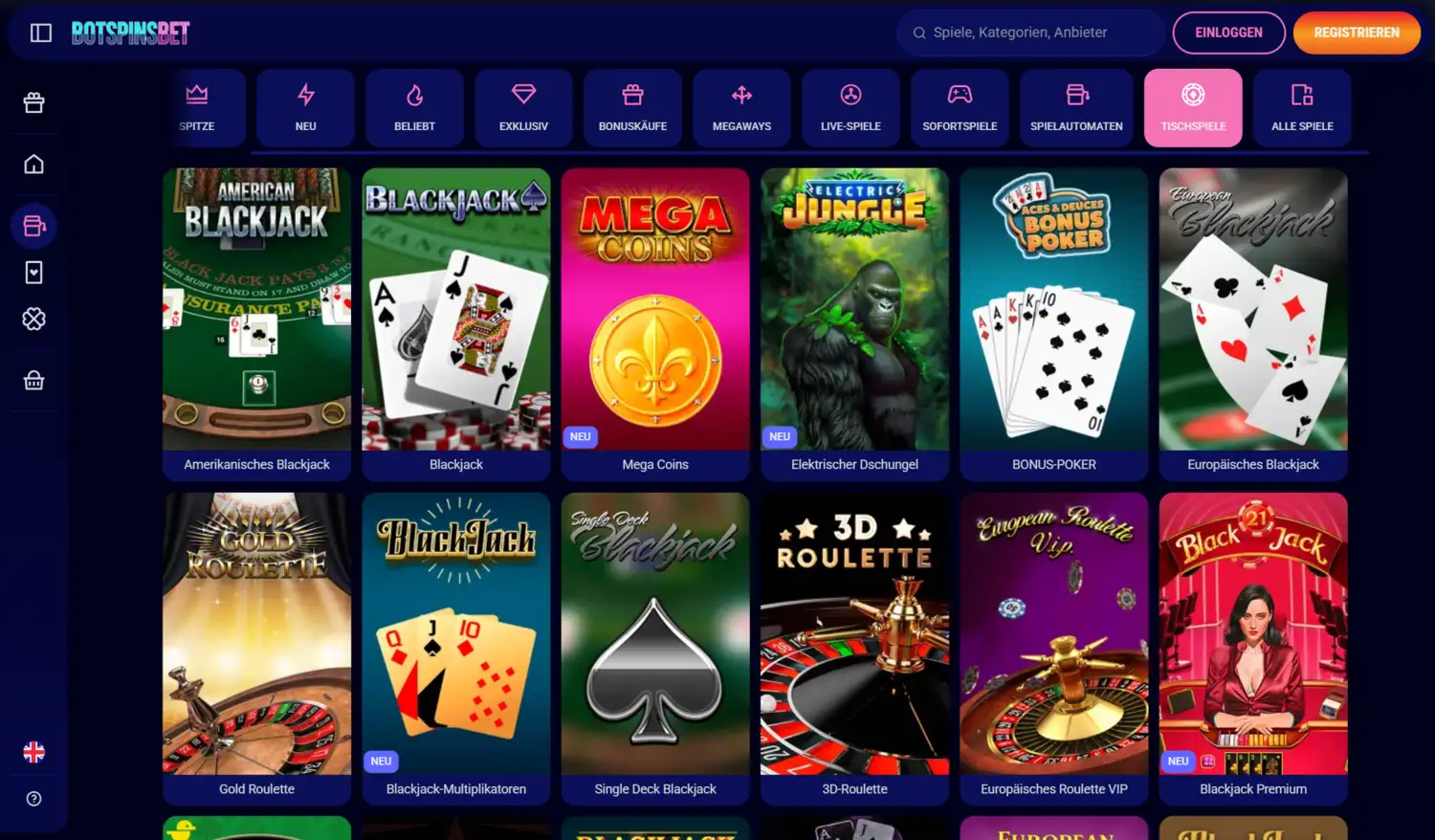 BotSpinsBet Casino Tischspiele
